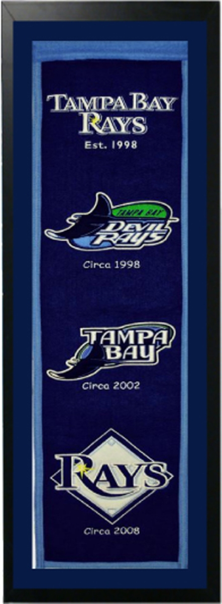 Picture of Encore Select 109-30 Tampa Bay Rays Logo History Felt Banner - 14 x 37 in.