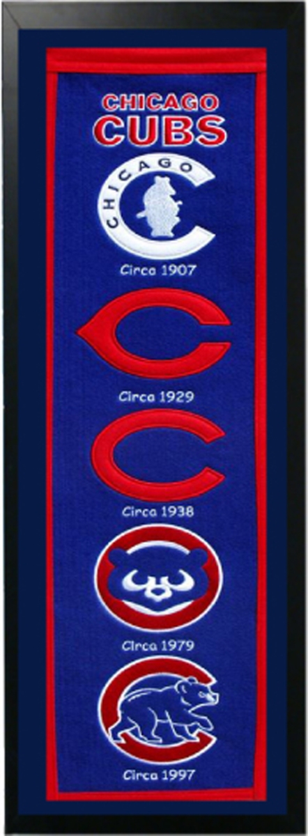 Picture of Encore Select 109-32 Chicago Cubs Logo History Felt Banner - 14 x 37 in.