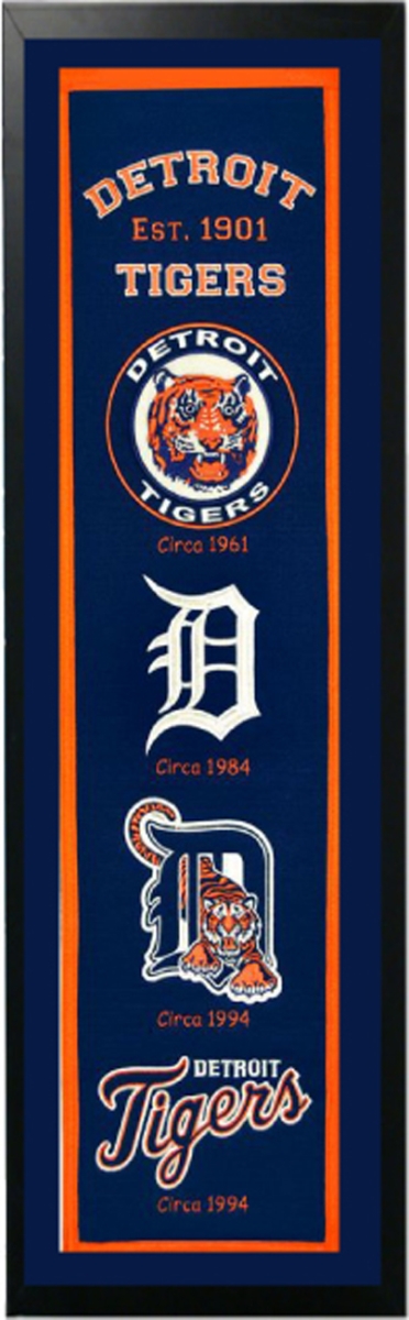 Picture of Encore Select 109-46 Detroit Tigers Logo History Felt Banner - 14 x 37 in.