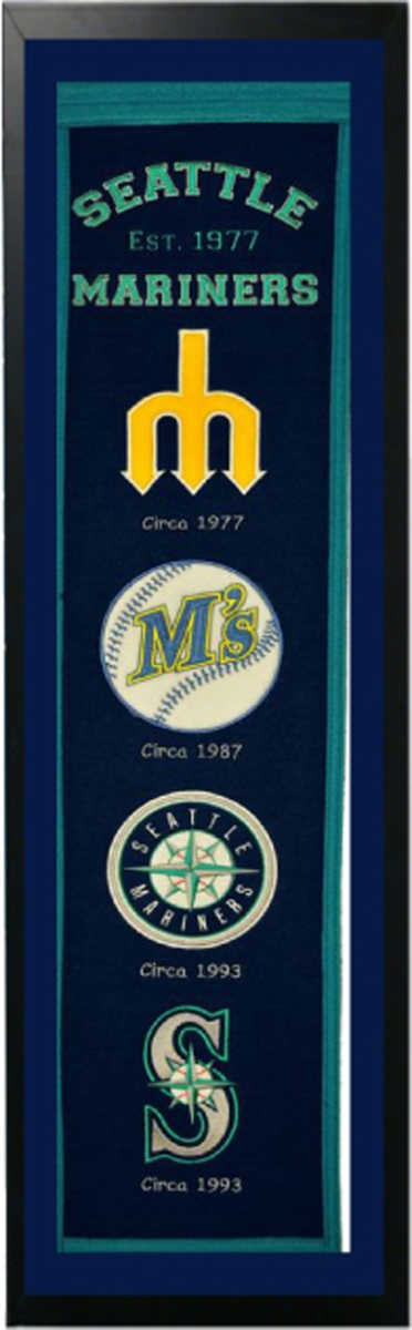 Picture of Encore Select 109-47 Seattle Mariners Logo History Felt Banner - 14 x 37 in.