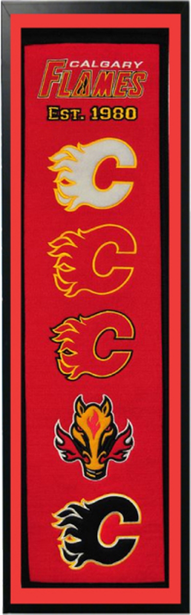 Picture of Encore Select 109-66 Calgary Flames Logo History Felt Banner - 14 x 37 in.