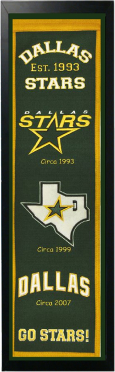 Picture of Encore Select 109-70 Dallas Stars Logo History Felt Banner - 14 x 37 in.