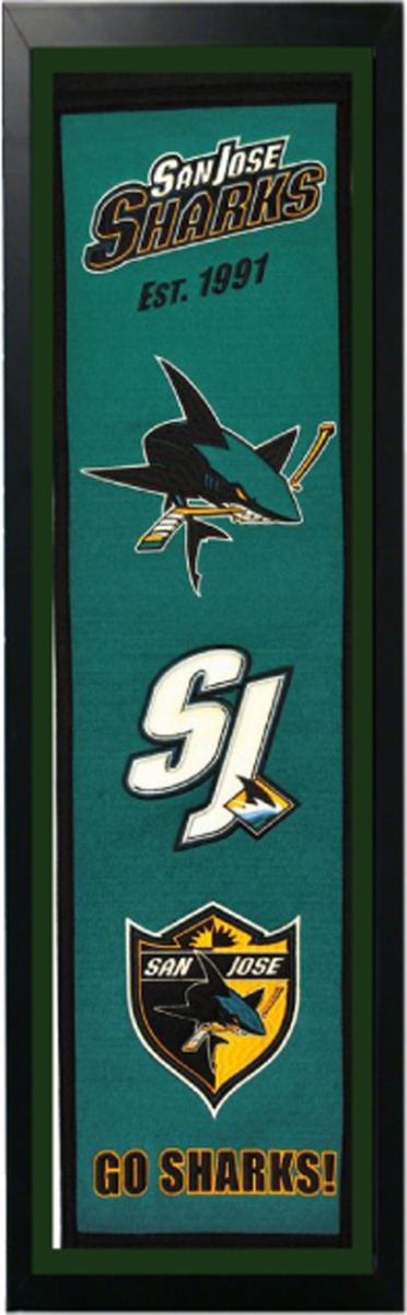 Picture of Encore Select 109-71 San Jose Sharks Logo History Felt Banner - 14 x 37 in.