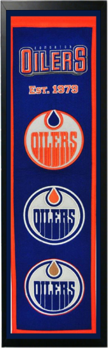 Picture of Encore Select 109-75 Edmonton Oilers Logo History Felt Banner - 14 x 37 in.