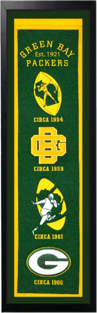 Picture of Encore Select 109-82 Green Bay Packers Logo History Felt Banner - 14 x 37 in.