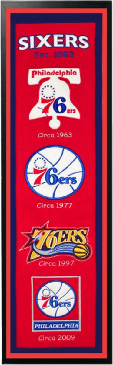 Picture of Encore Select 109-84 Philadelphia 76ers Logo History Felt Banner - 14 x 37 in.