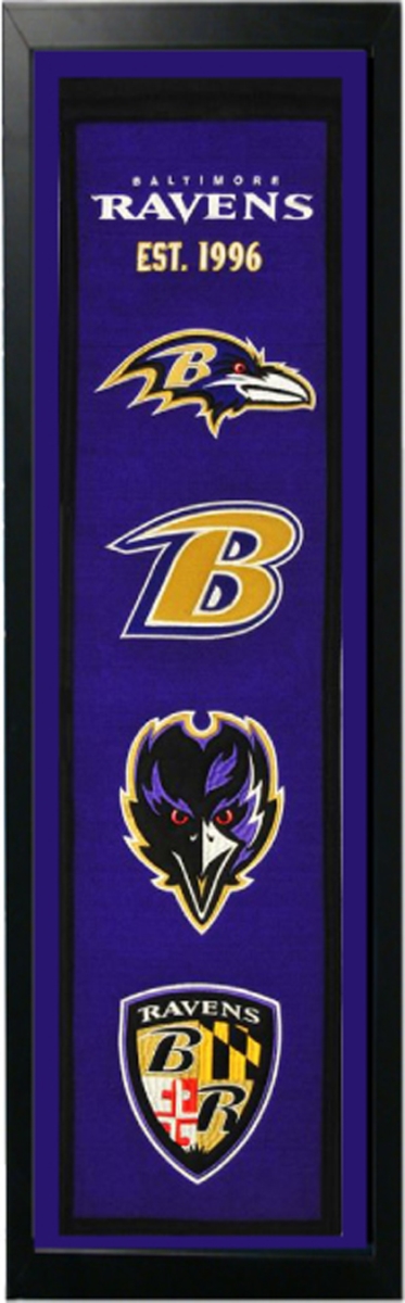 Picture of Encore Select 109-85 Baltimore Ravens Logo History Felt Banner - 14 x 37 in.