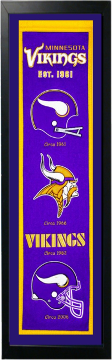 Picture of Encore Select 109-87 Minnesota Vikings Logo History Felt Banner Framed - 14 x 37 in.
