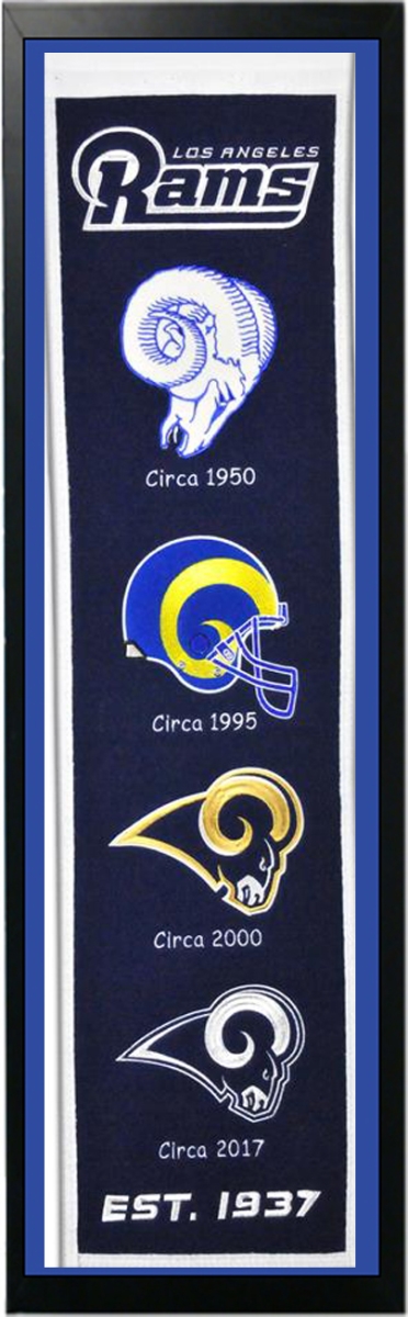 Picture of Encore Select 109-89 Los Angeles Rams Logo History Felt Banner - 14 x 37 in.