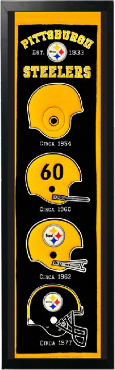 Picture of Encore Select 110-00 Pittsburgh Steelers Logo History Felt Banner - 14 x 37 in.