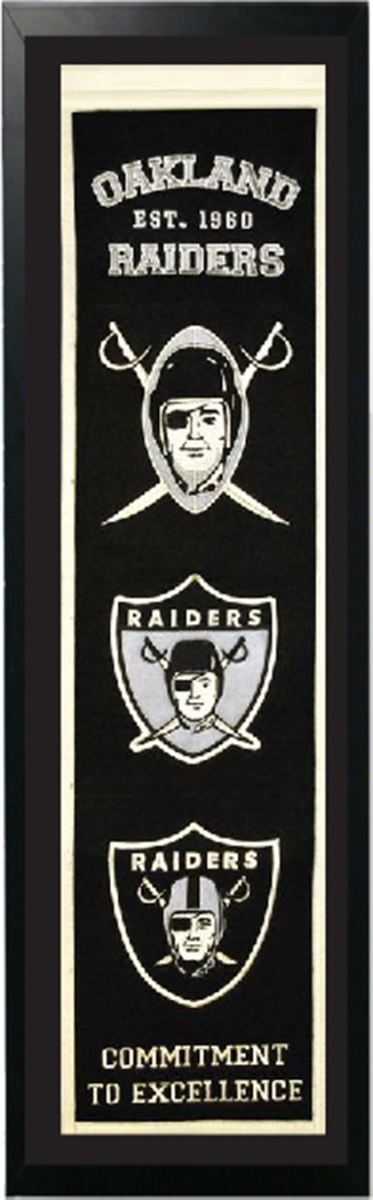Picture of Encore Select 110-04 Oakland Raiders Logo History Felt Banner - 14 x 37 in.