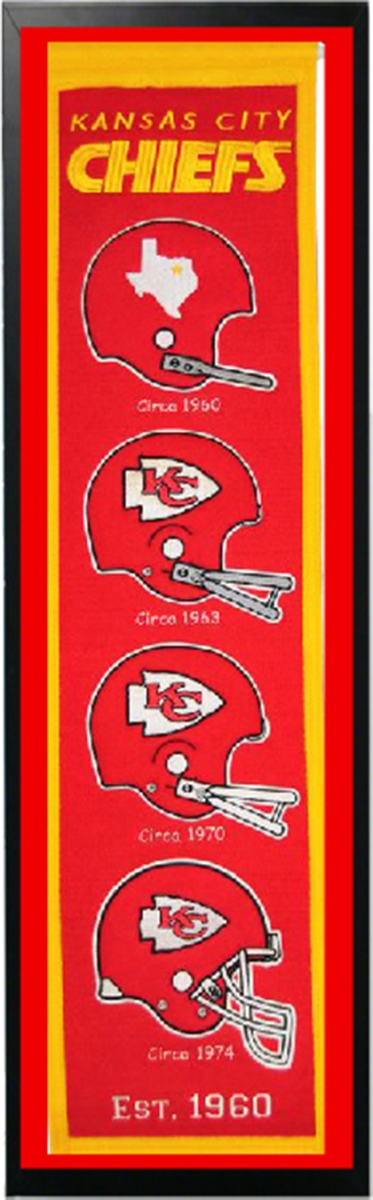 Picture of Encore Select 110-06 Kansas City Chiefs Logo History Felt Banner - 14 x 37 in.
