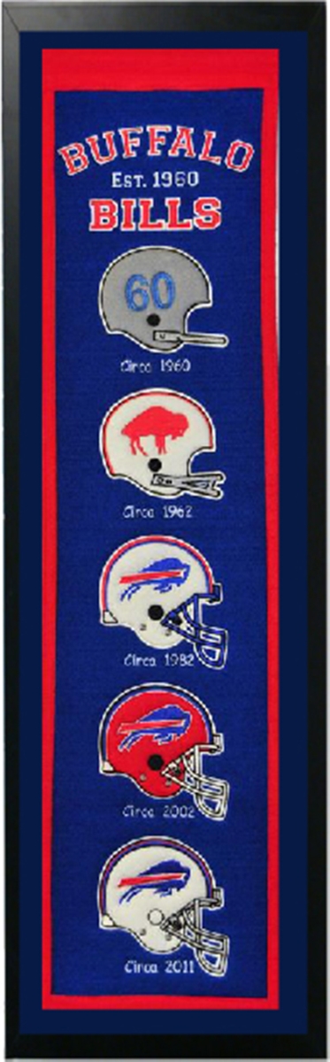 Picture of Encore Select 110-14 Buffalo Bills Logo History Felt Banner Framed - 14 x 37 in.