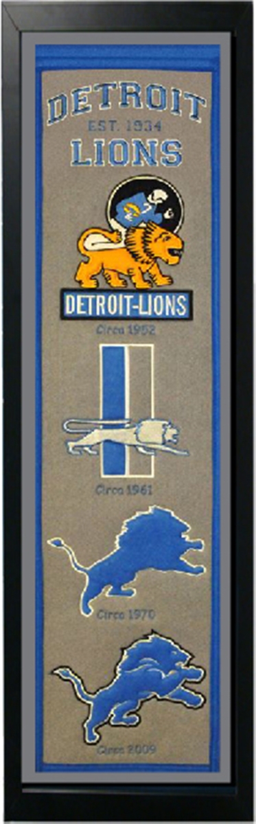 Picture of Encore Select 110-31 Detroit Lions Logo History Felt Banner - 14 x 37 in.