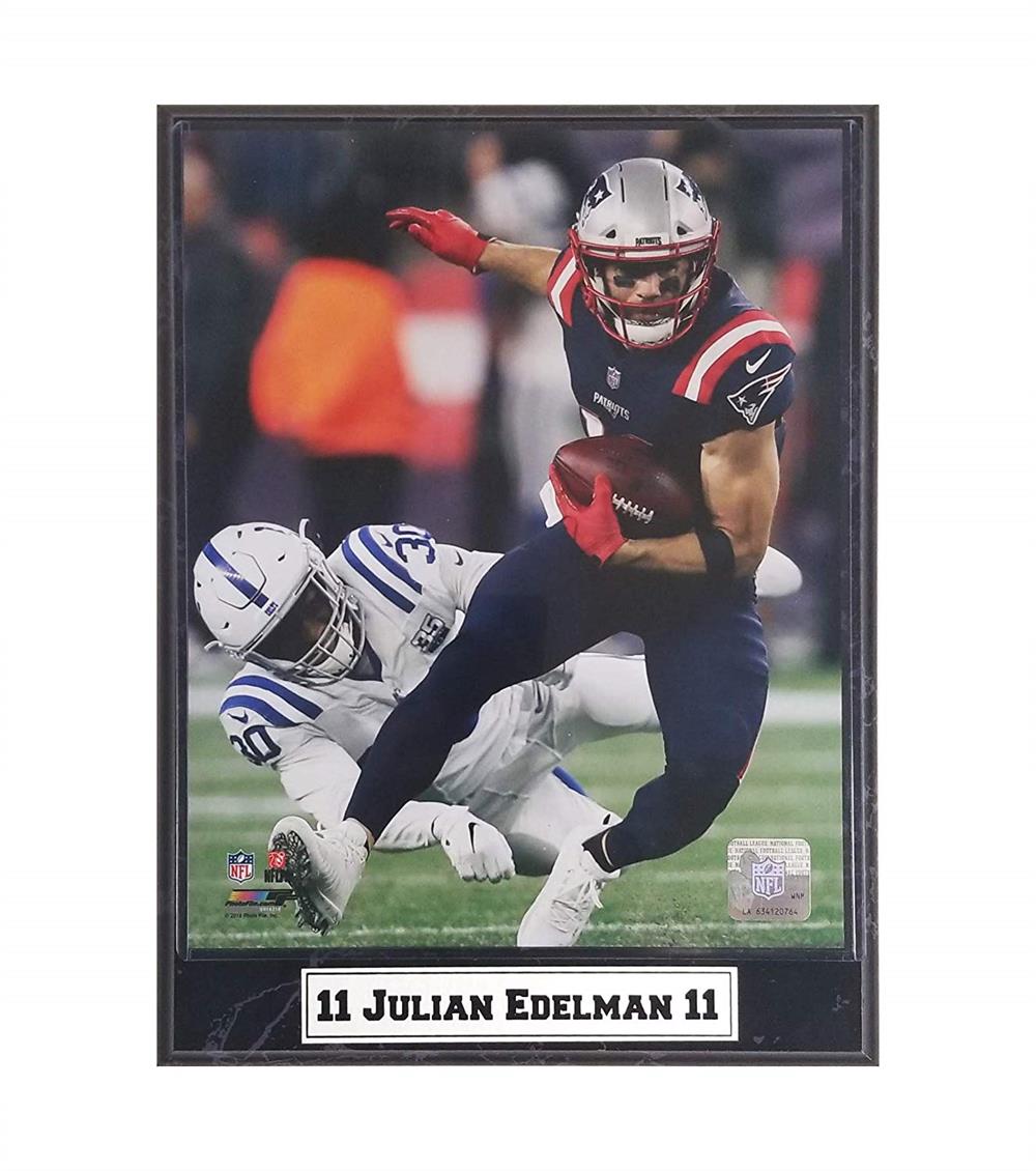 Picture of Encore Select 112-21 Julian Edelman New England Patriots Logo Plaque Frame - 9 x 12 in.