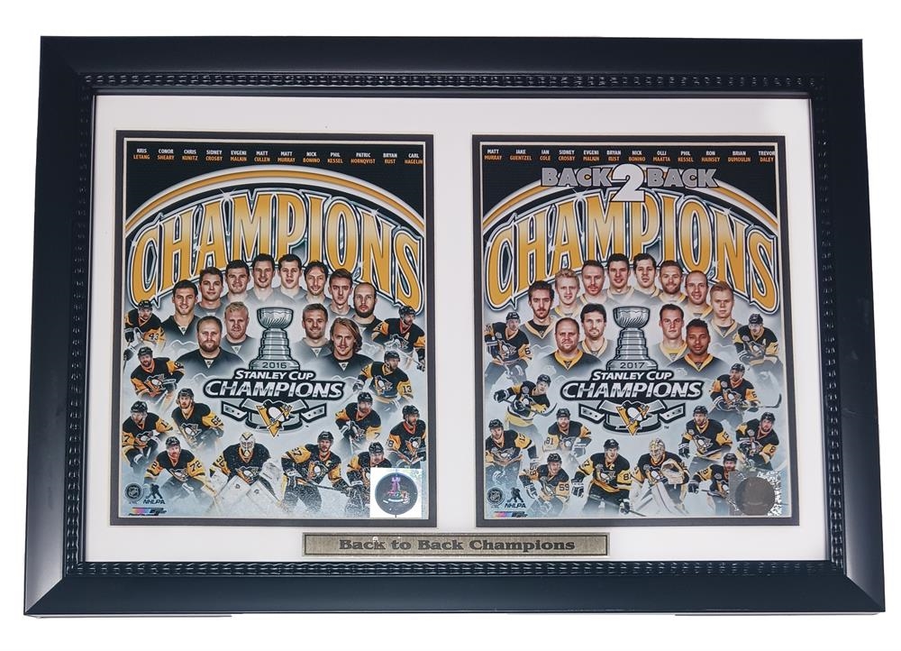 161-94 Boston Hockey 12x18 Frame Back To Back Champs