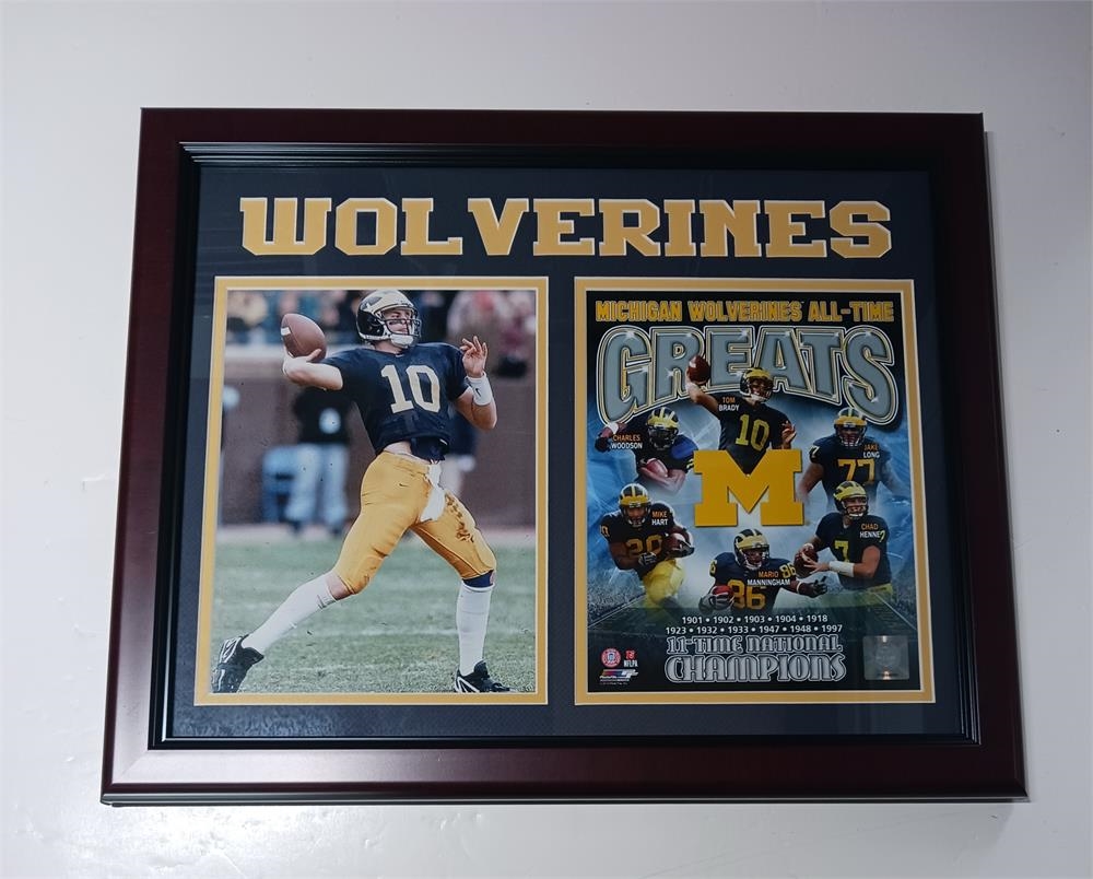 156-17 Michigan University Football Tom Brady 14x18 Frame