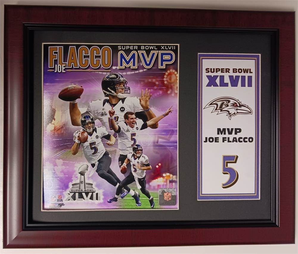 156-19 Baltimore Football MVP Joe Flacco Super Bowl XLVII 11x14 framed photo