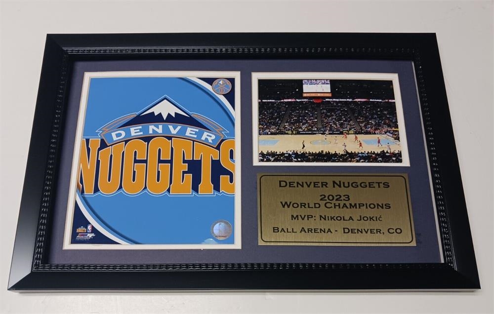 753466153062 Denver Basketball 2023 Champions 12x18 Custom Frame