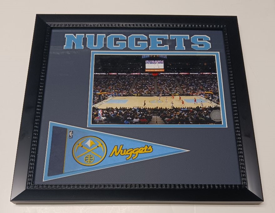 753466152980 Denver Basketball 16x16 Custom Pennant Frame