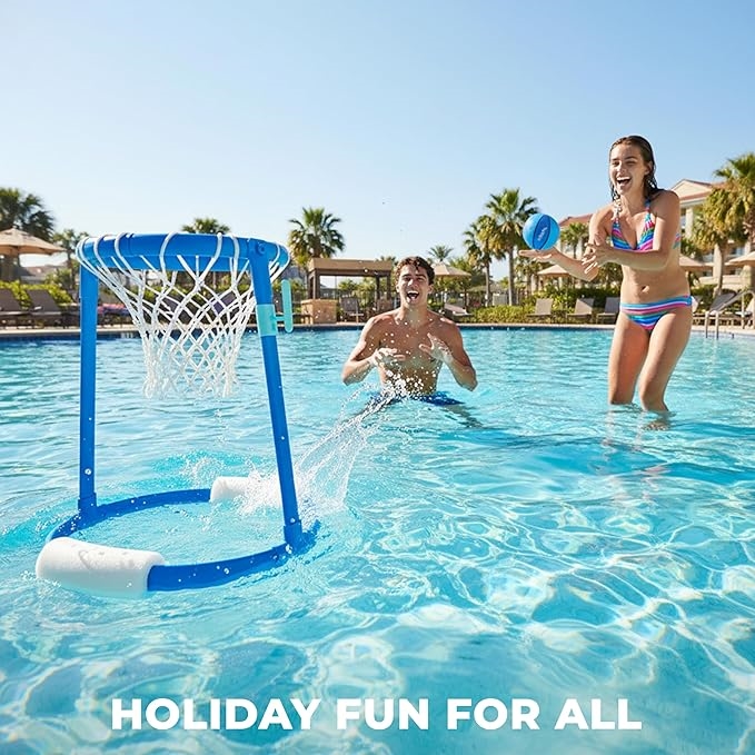 173-54 VOS Aqua Champ Pro 4-in-1 Pool & Backyard Game | Floating & Ground Play Toy | Basketball, Football, Ball & Ring Toss