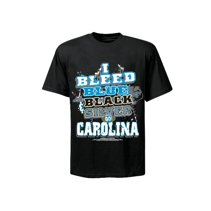100-87 Carolina Football 'I Bleed Blue, Black & Silver Go Carolina!' Black T-shirt| Size| Medium