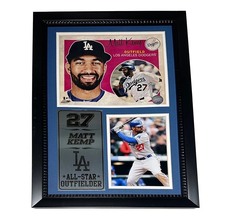 EB-256626356564 Matt Kemp Los Angeles Dodgers 12x18 Beaded Frame - Gray Plaque