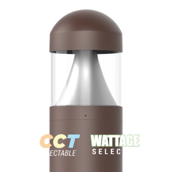 Picture of Portor PT-ABL-R-DTP-C-3CP Architectural Round Bollard Light with CCT & Wattage Selector&#44; Cone Style