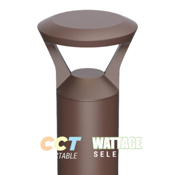 Picture of Portor PT-ABL-R-PTP-O-3CP Architectural Round Bollard Light with CCT & Wattage Selector&#44; Open Style