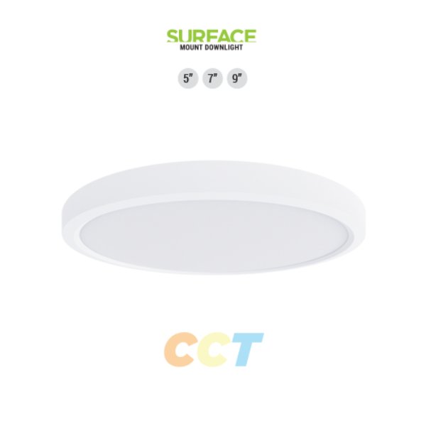 PT-DLSM2-R-7I-15W-5CCT 7 in. LED Round Surface Mount Downlight with CCT Selector