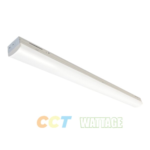 8 ft. LED Linear Strip Luminaire Light with CCT, Wattage Selector & EM Battery Backup