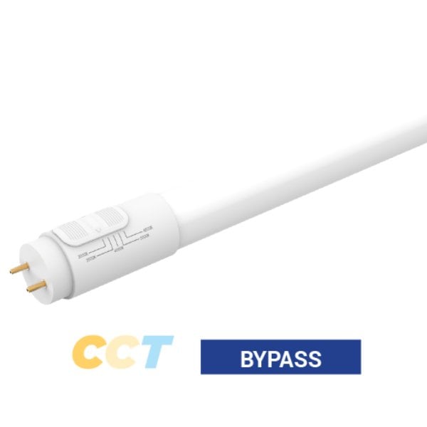 PT-T8-4FB-18W-5CCT 4 ft. 30K-35K-40K-50K-65K LED T8 Bypass Type B Tube Light with CCT Selector, Pack of 25