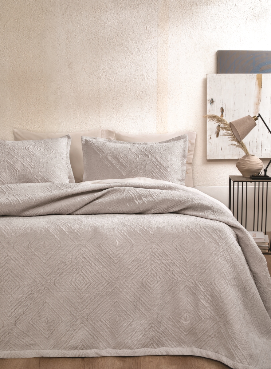 01617685 King Size Brio Bedspread Set - Stone