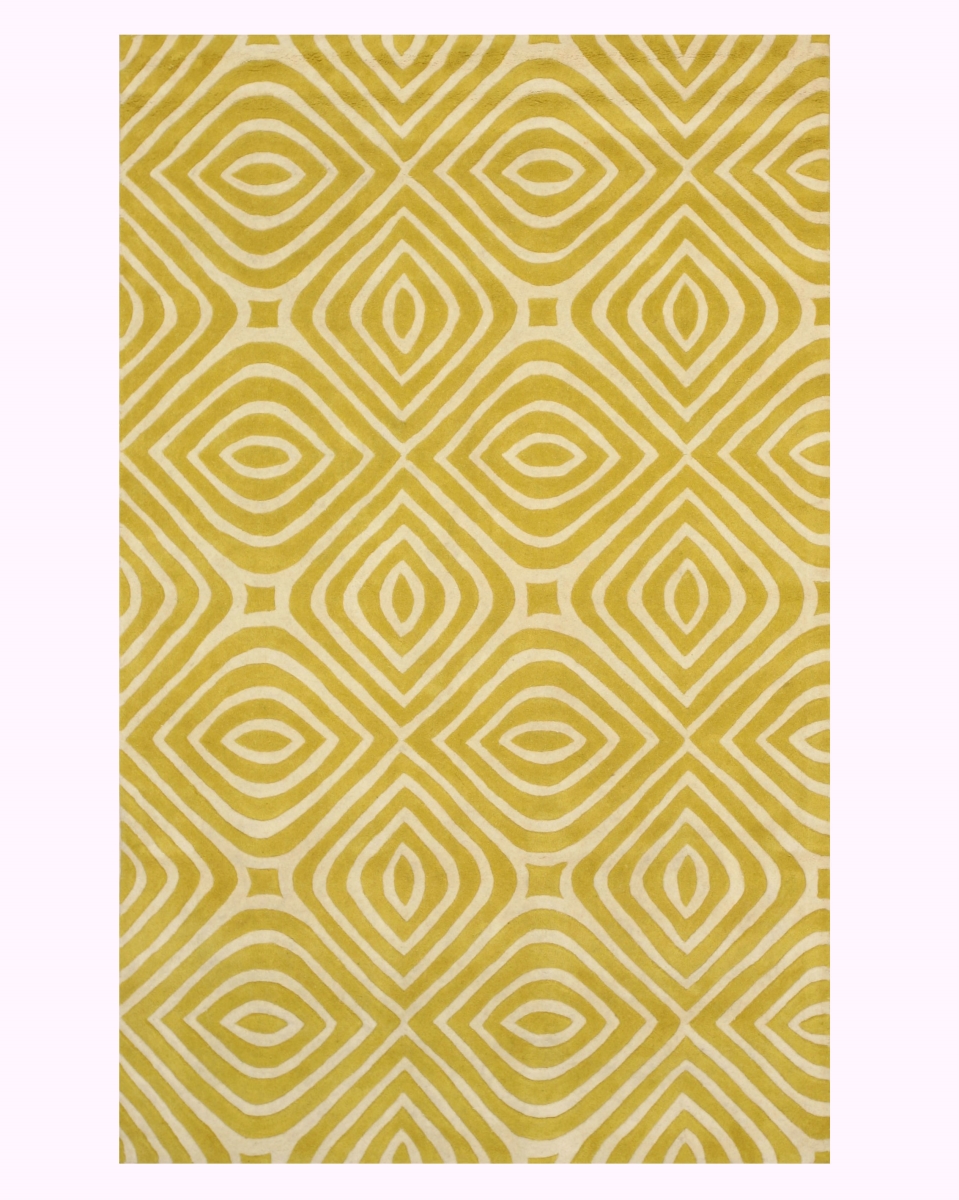 Hand-tufted Wool Yellow Transitional Geometric  Rug