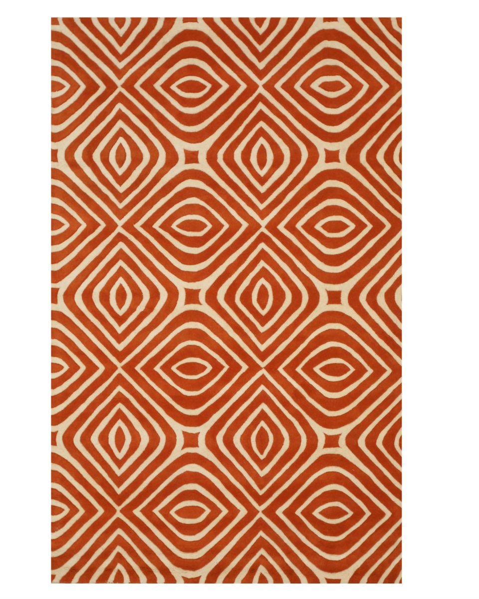 Hand-tufted Wool Orange Transitional Geometric  Rug