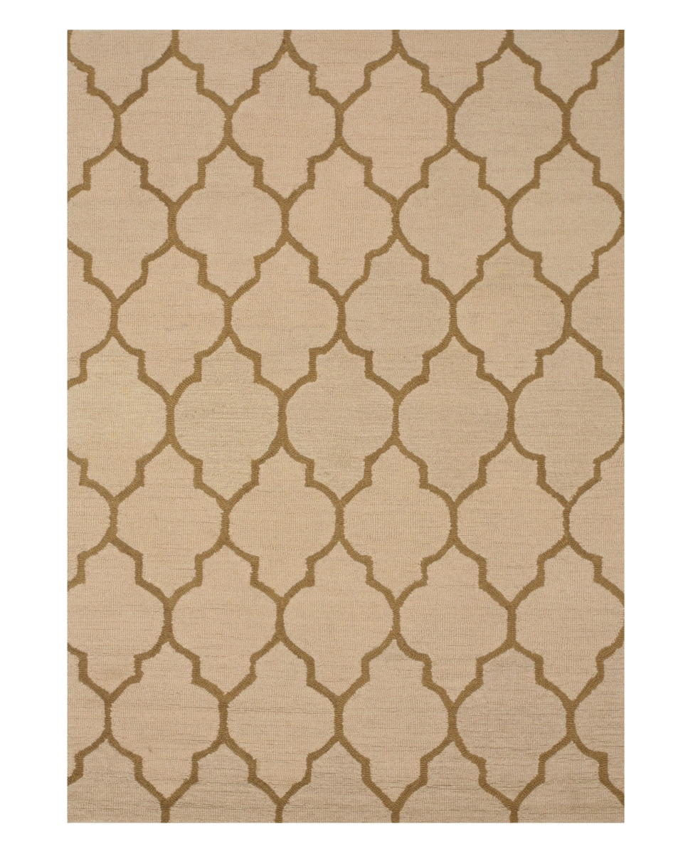 ME2LTBG5X7 Hand-tufted Wool Light Beige Traditional Trellis  Rug