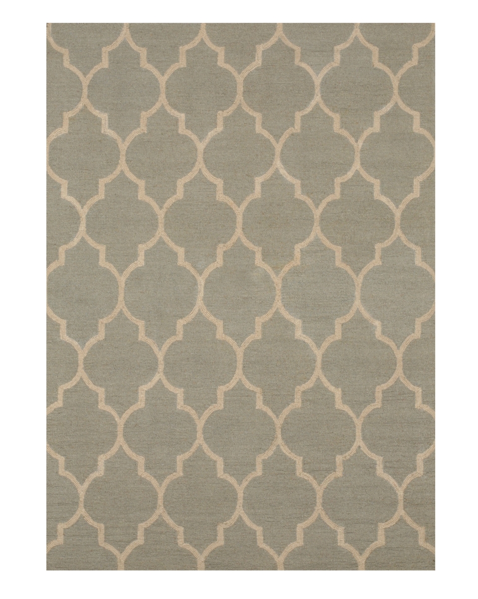 ME2LTGN5X7 Hand-tufted Wool Light Green Traditional Trellis  Rug