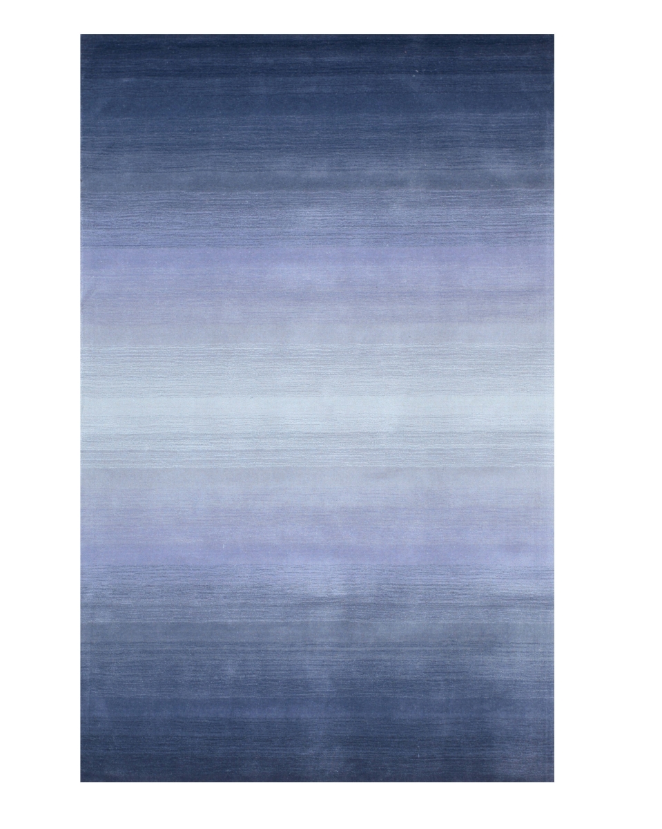 Handmade Wool Blue Transitional Stripe  Rug