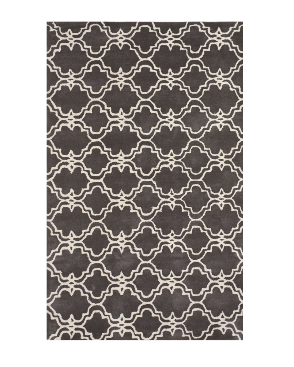 Hand-tufted Wool Gray Traditional Trellis  Rug