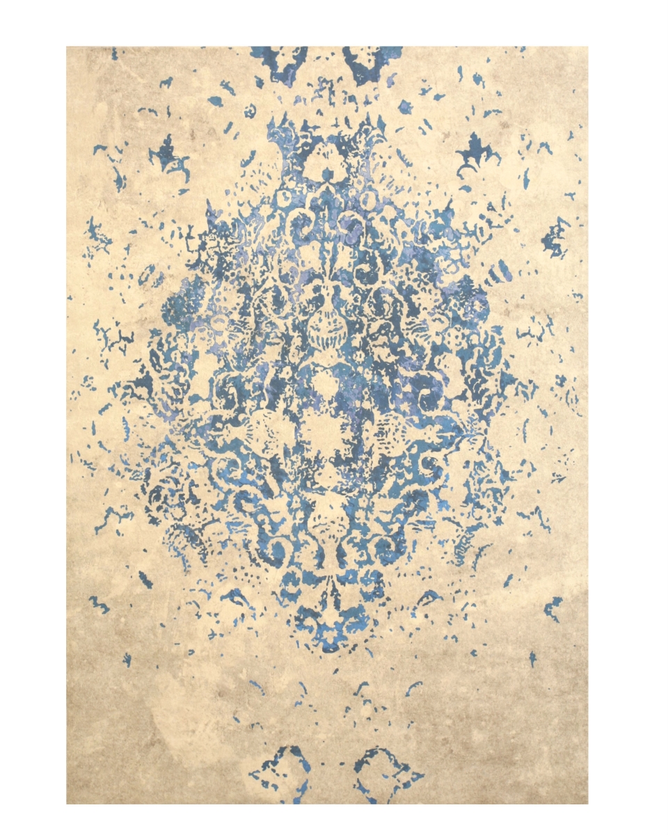 5 ft. 3 in. x 7 ft. 6 in. Blue Distressed Bohemian Moderno Medallion Rug