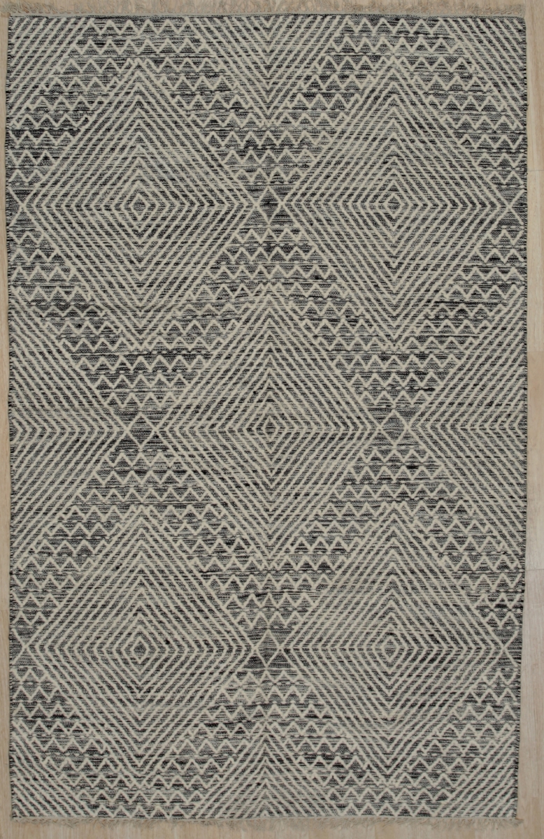 Punja Killim Contemporary Area Rug - Black - 2 x 6 ft.