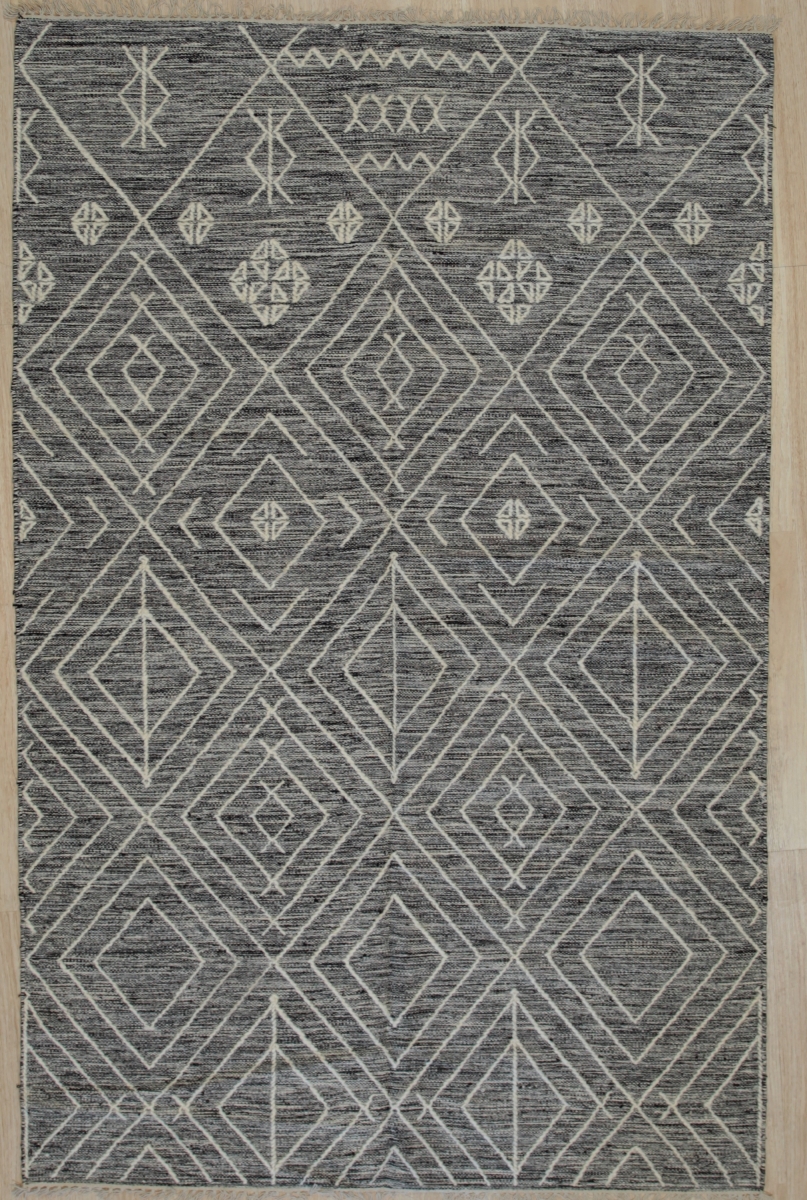4 x 6 ft. Punja Killim Contemporary Area Rug, Charcoal