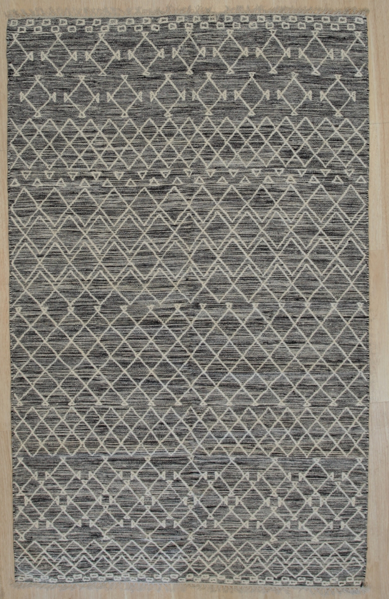 4 x 6 ft. Punja Killim Contemporary Handmade Area Rug - Black