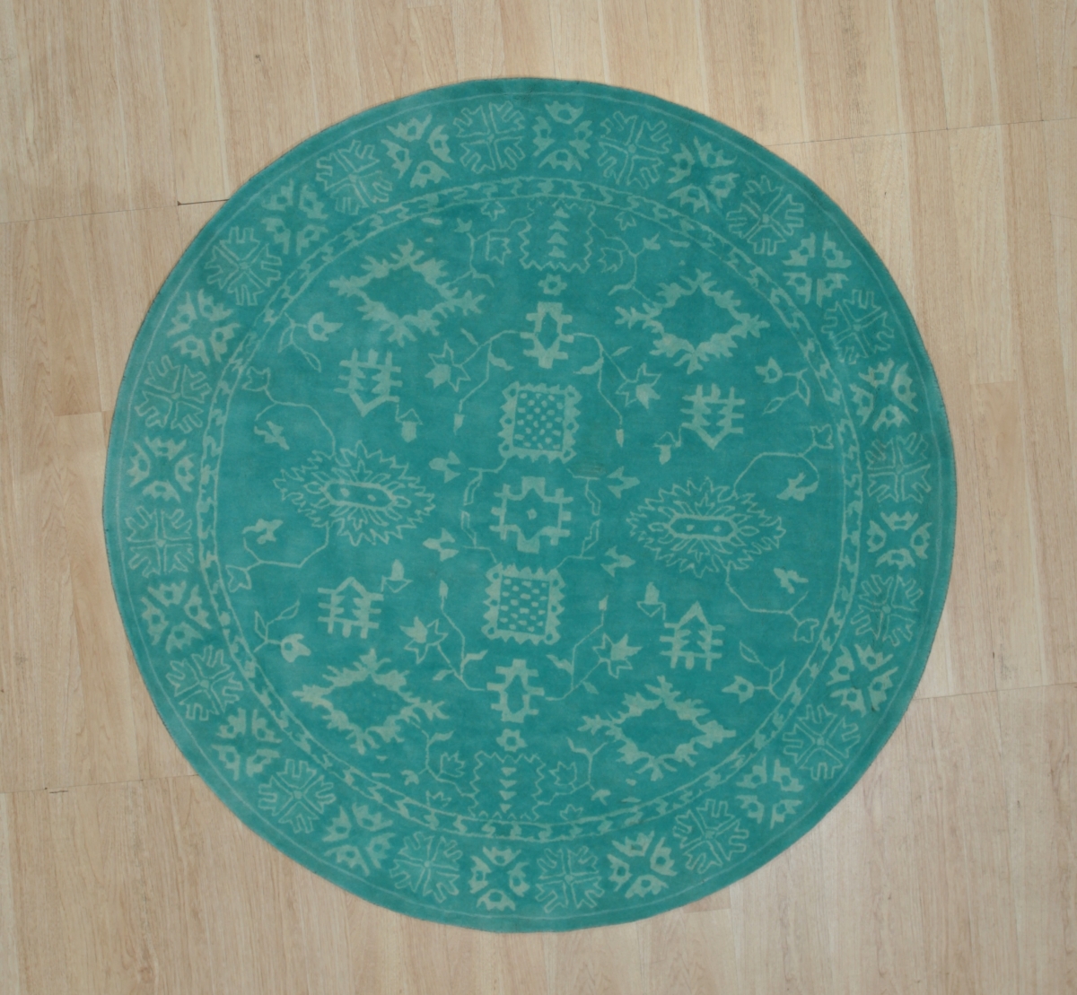 6 ft. Overdyed Traditional Round Area Rug, Turquise