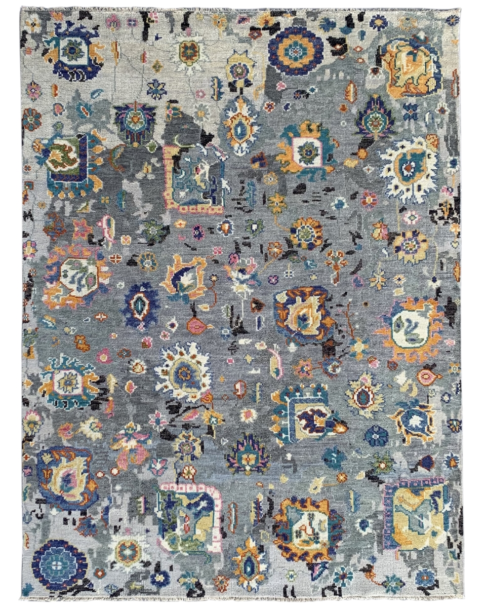 Transitional Heriz Serapi Rug - Gray - 9 x 12 ft. - Handcrafted Wool