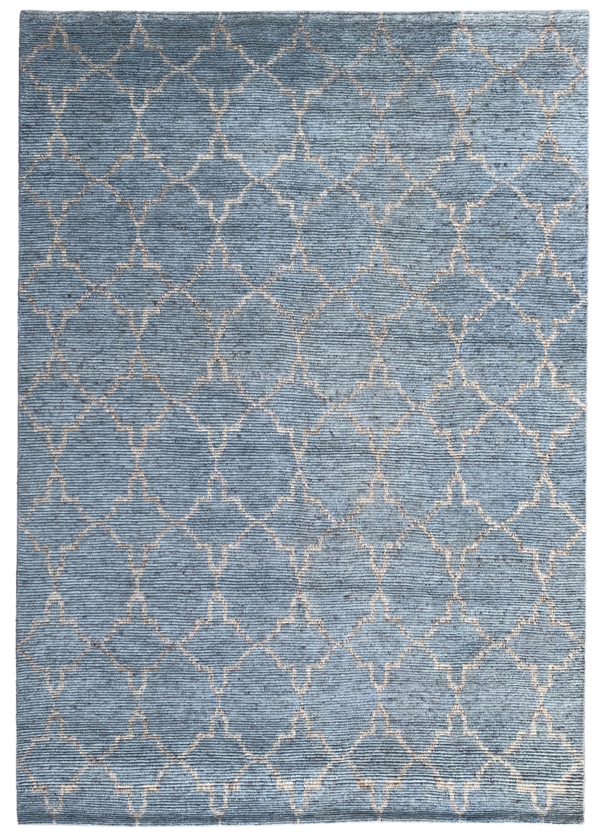 Agra Contemporary Area Rug - Blue & Silver - 9 x 12 ft.