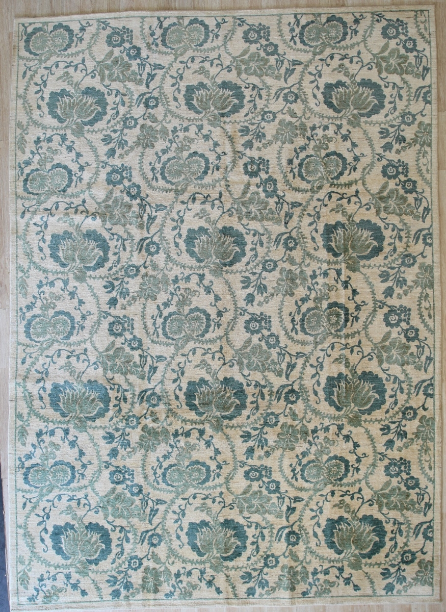 Turkish Knot Transitional Area Rug - Green - 8 x 10 ft.