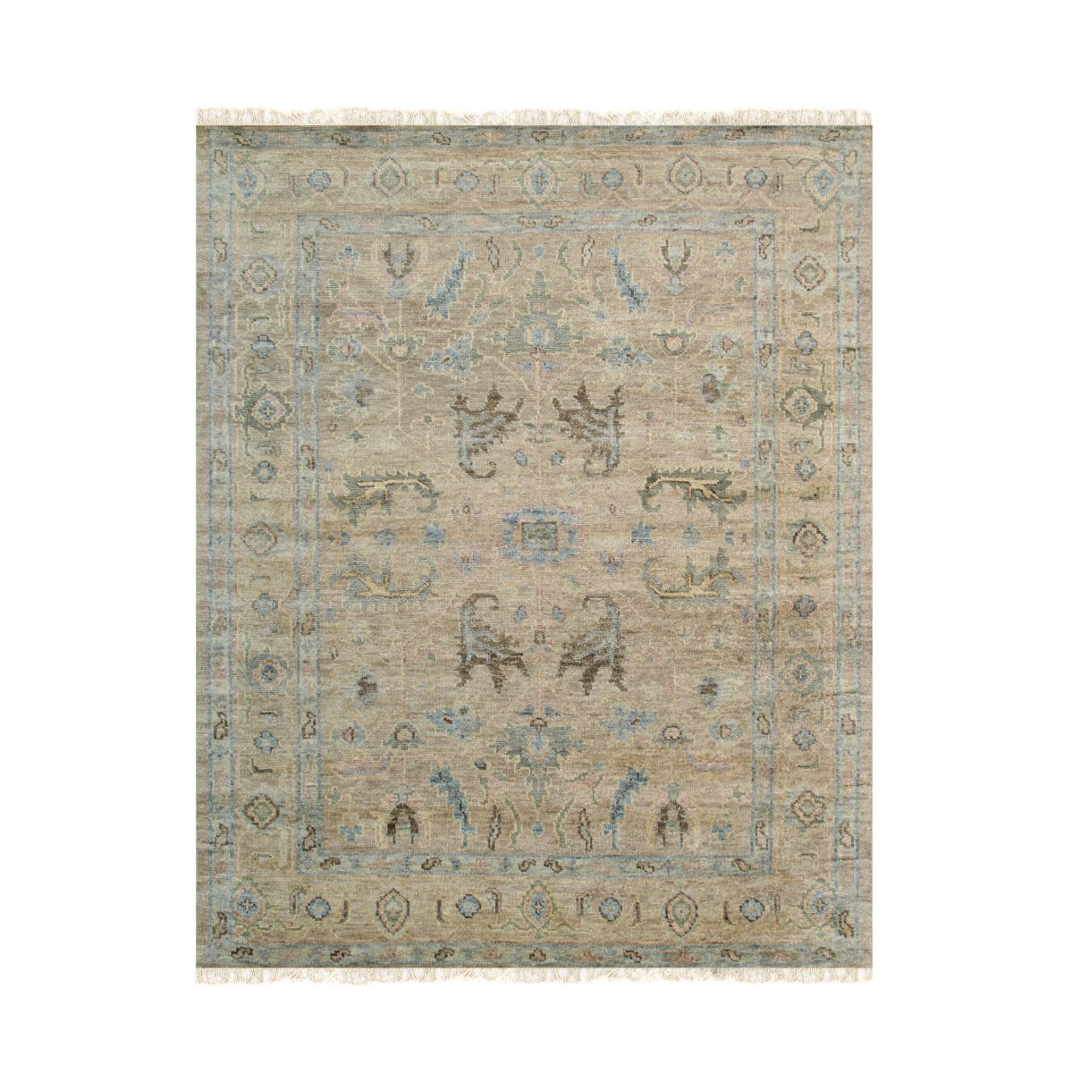 A127BN8X10 8 x 10 ft. Brown Hand-Knotted Wool Oushak Rectangle Area Rug