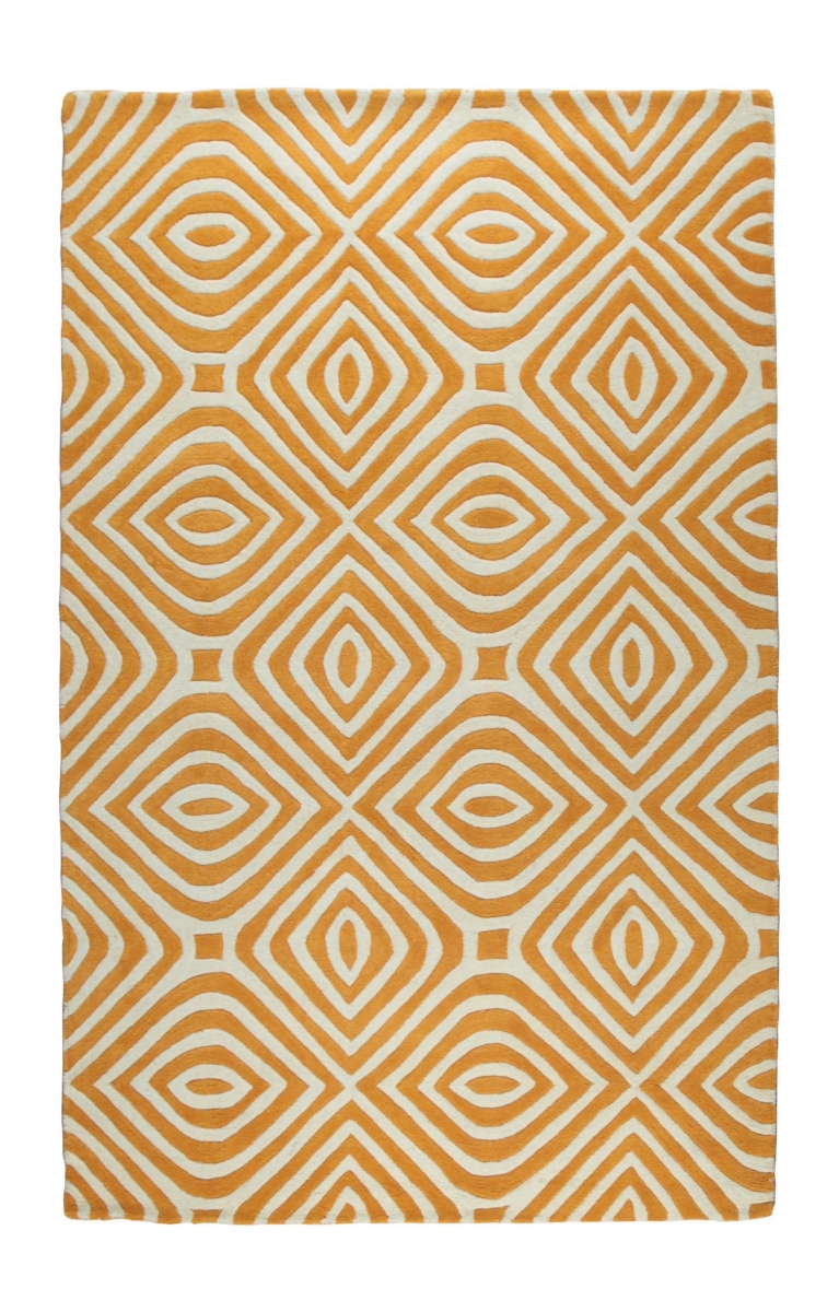 ME106LOR5X8 5 x 8 ft. Light Orange Hand-Tufted Wool Modern Stripes Rectangle Area Rug