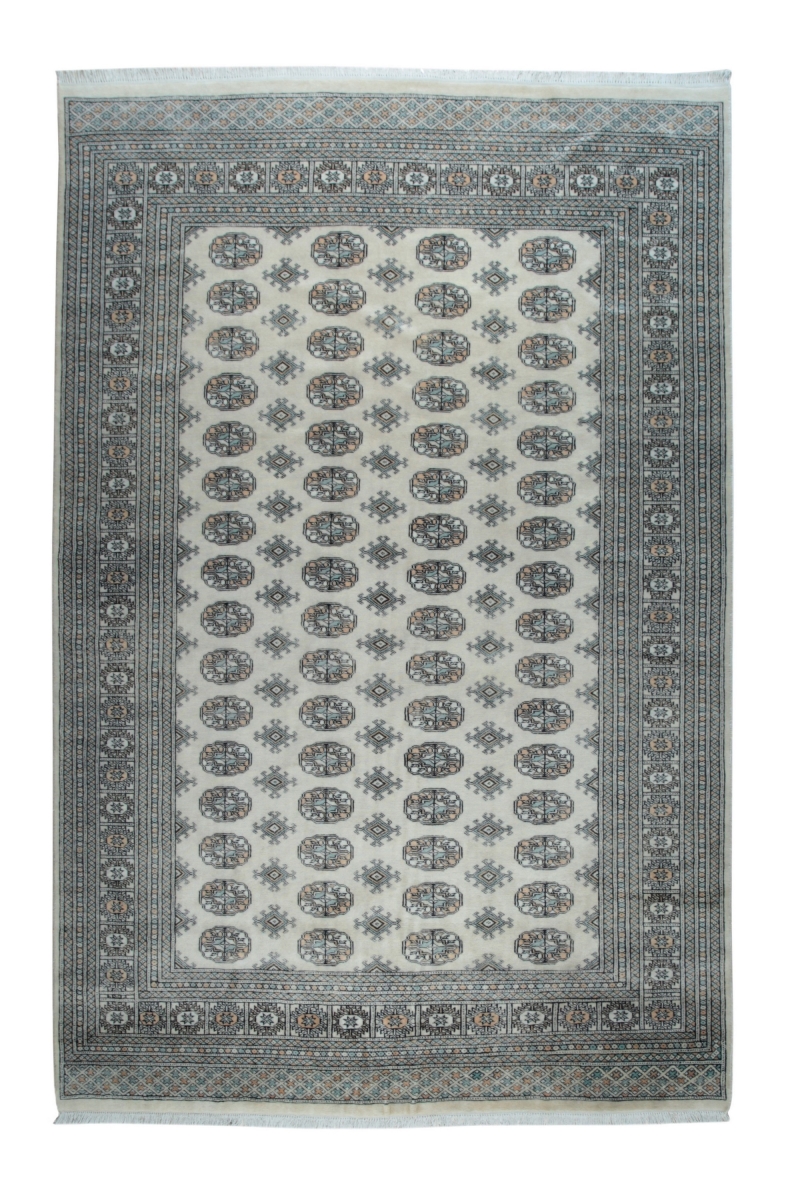 KAS001BG4X6 4 x 6 ft. Luxurious Beige Hand-Knotted Wool Bukhara Rectangle Area Rug